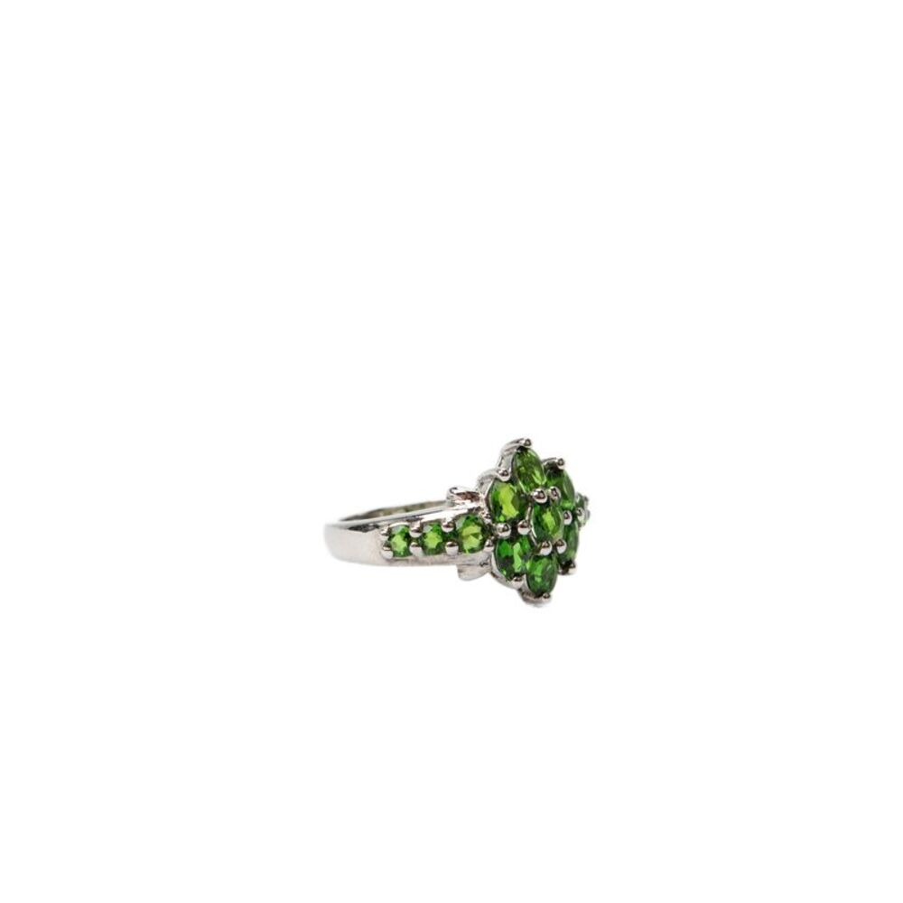 Designer Womens 925 Silver Diopside Cluster Ring Sz 7 3.7g